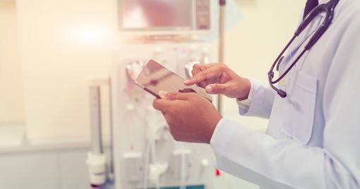 Doctor using clinical decision support tools