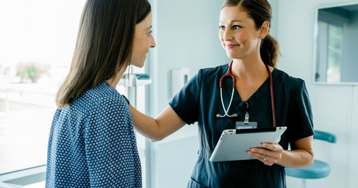 Healthcare professional doing an exam on a patient